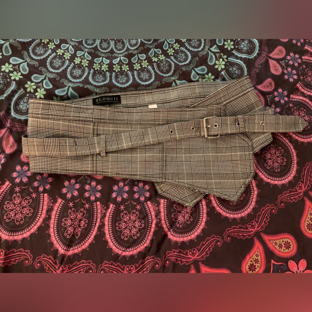 Eloquii Plaid wide belt with buckle